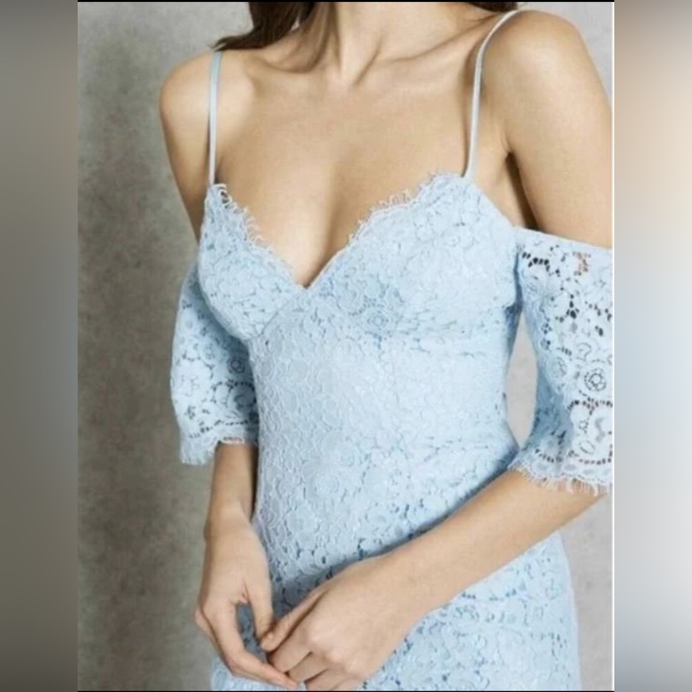 Bardot | Karlie Powder Blue Lace Cold Shoulder Dress, Size US6 - Picture 3 of 8